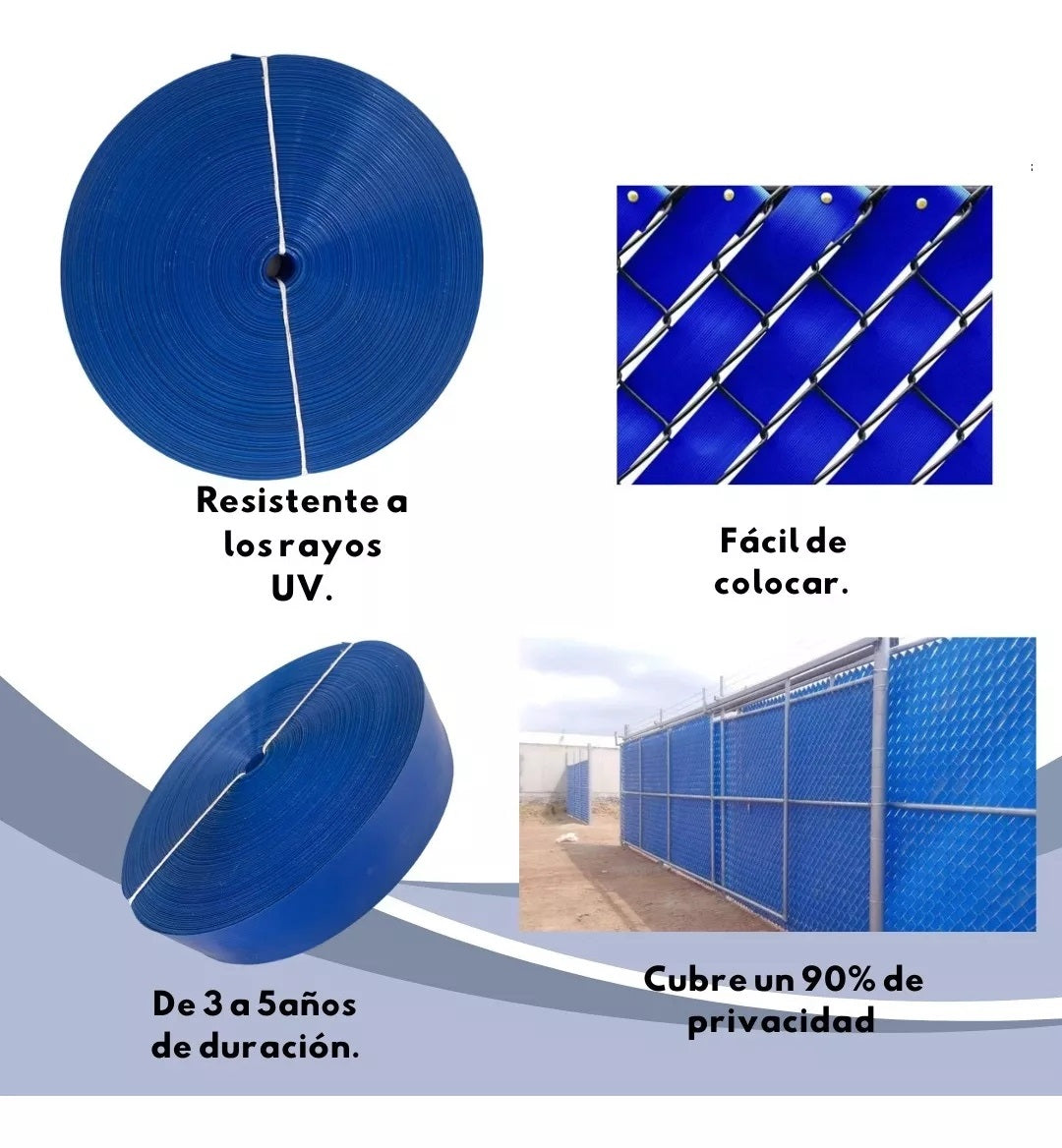 Cinta Rompevientos Plástica Malla Ciclónica Rollo De 10 M2 Azul
