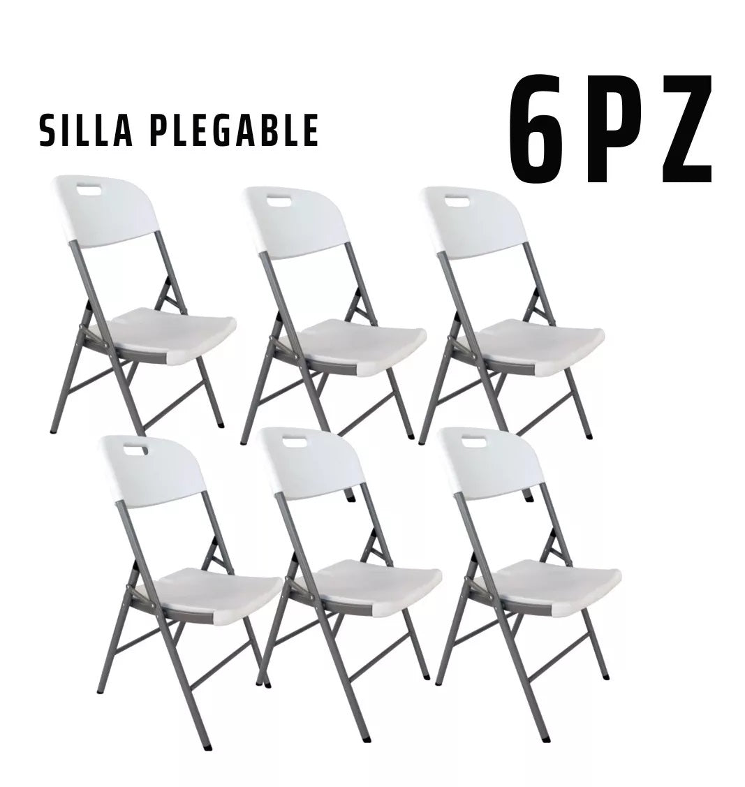 Set de 6 sillas plegables para Jardín, camping, Eventos de uso rudo