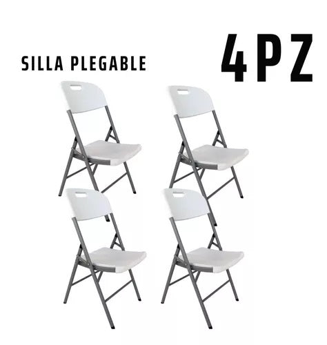 Set de 4 sillas plegables para Jardín, camping, Eventos de uso rudo